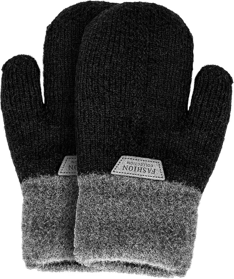 FGSS Kids Winter Stretch Knitted Mittens - Thick Warm Gloves for Boys Girls 4-7 Yrs - Image 1
